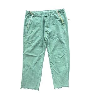 The Great Army Pants Green Cotton Canvas Embroidered Utility Trousers Size 29